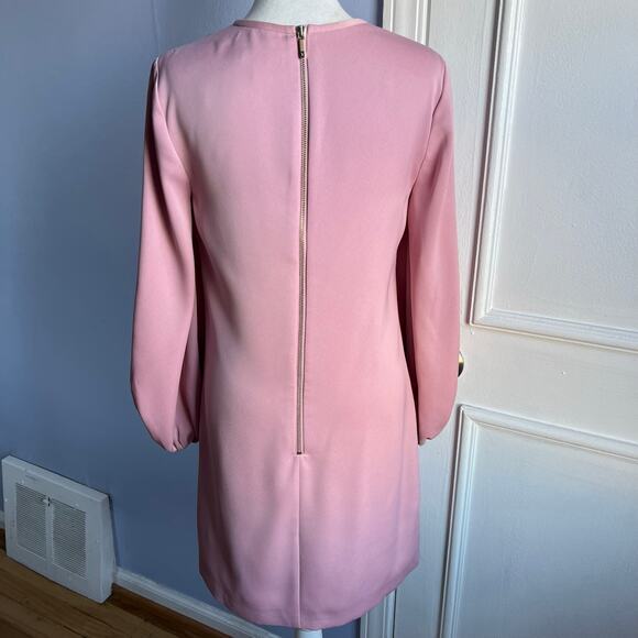 Ted Baker Joele Dress Shift Long Sleeve Rhinestone Cuff Pink Size 1 US Size 4 - Picture 2 of 12